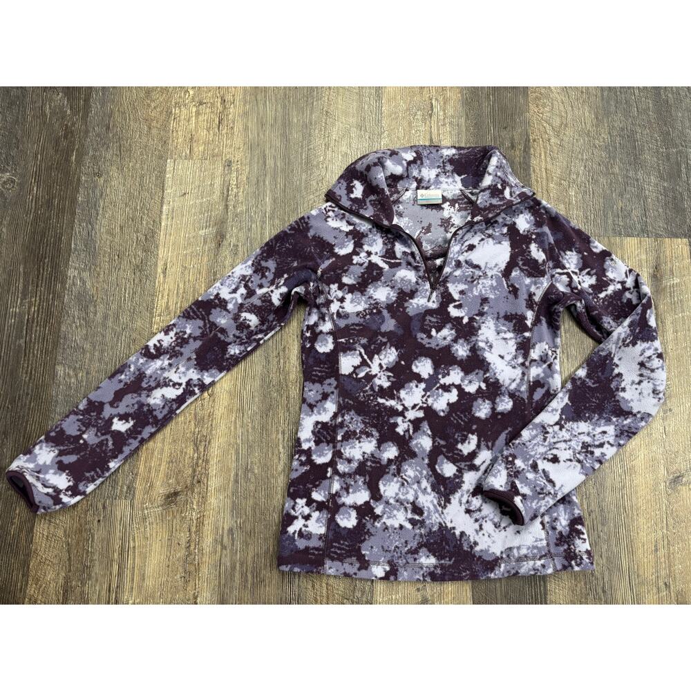 Columbia Glacial IV 1/4 Zip Fleece Pullover Purple Abstract Floral XK1447 Women